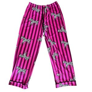 Room Service Zebra Print Pink Stripe Pajama Lounge Pants Small Pink Maximalist